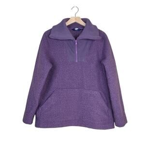 Lands' End Women's M Purple Quarter Zip Mock Neck Sherpa Pullover